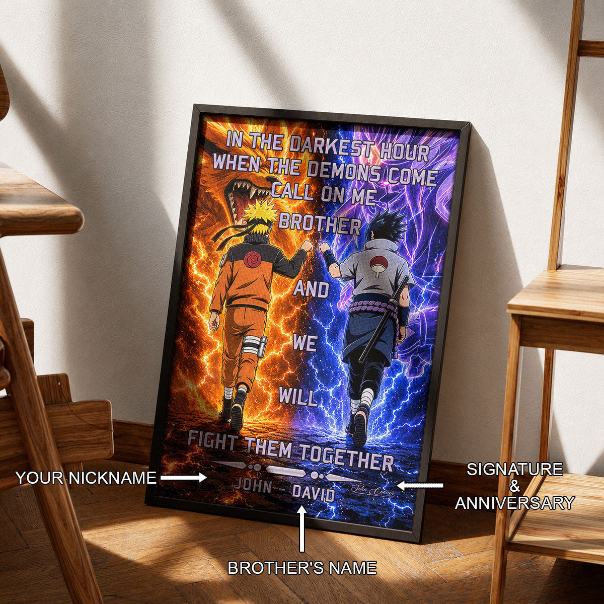 Naruto Canvas Wall Art - NA005 - Naruto Uzumaki - Sasuke Uchiha - Call On Me Brother