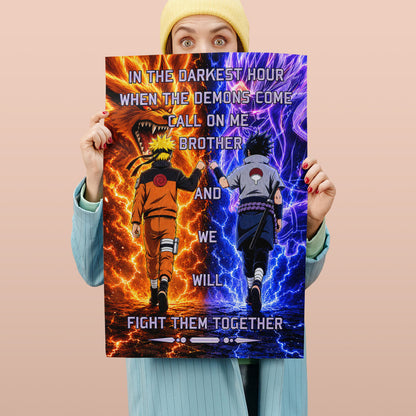 Naruto Canvas Wall Art - NA005 - Naruto Uzumaki - Sasuke Uchiha - Call On Me Brother