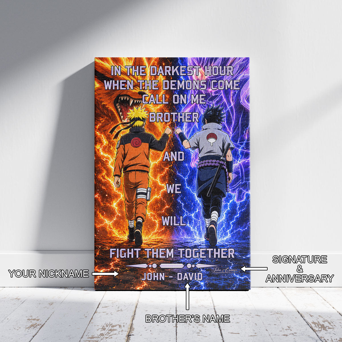 Naruto Canvas Wall Art - NA005 - Naruto Uzumaki - Sasuke Uchiha - Call On Me Brother