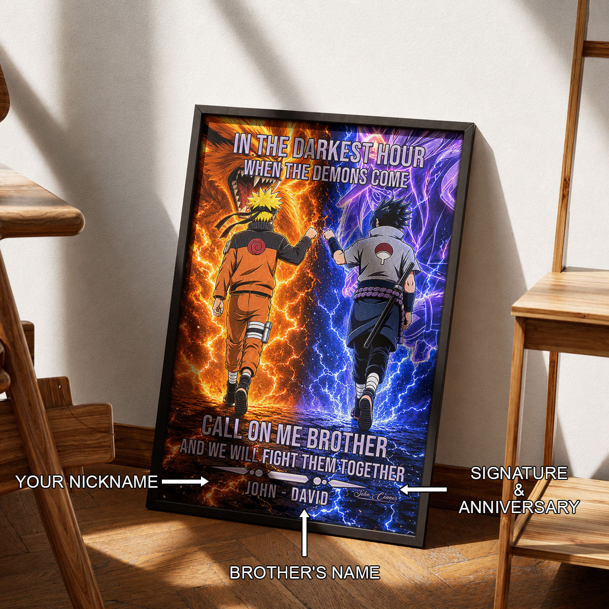 Naruto Canvas Wall Art - NA006 - Naruto Uzumaki - Sasuke Uchiha - Call On Me Brother