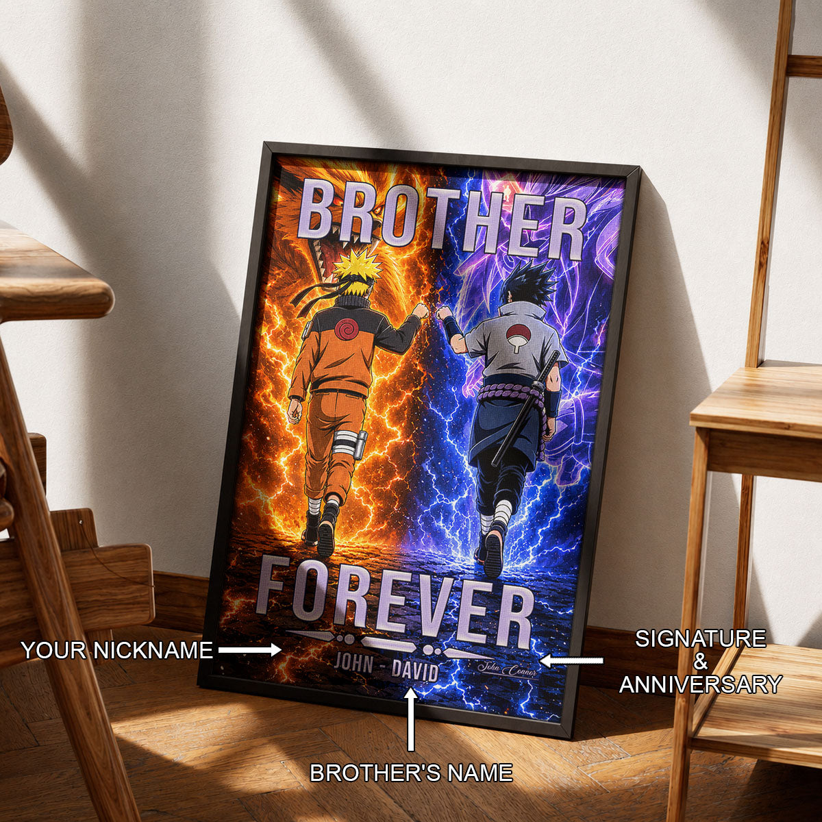 Naruto Canvas Wall Art - NA007 - Naruto Uzumaki - Sasuke Uchiha - Brother Forever