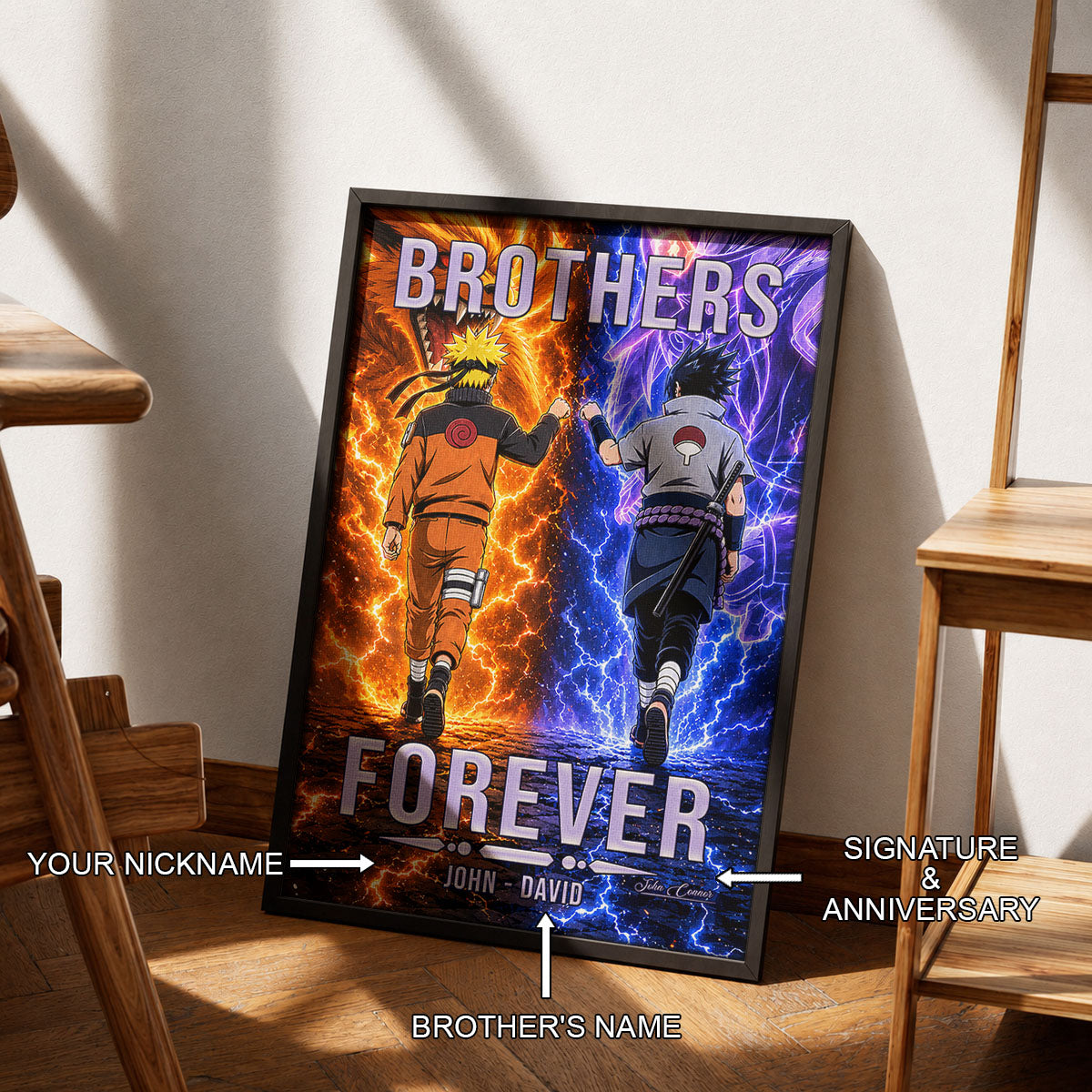 Naruto Canvas Wall Art - NA008 - Naruto Uzumaki - Sasuke Uchiha - Brothers Forever