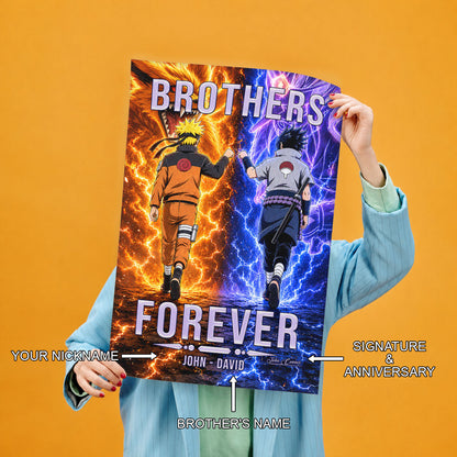 Naruto Canvas Wall Art - NA008 - Naruto Uzumaki - Sasuke Uchiha - Brothers Forever