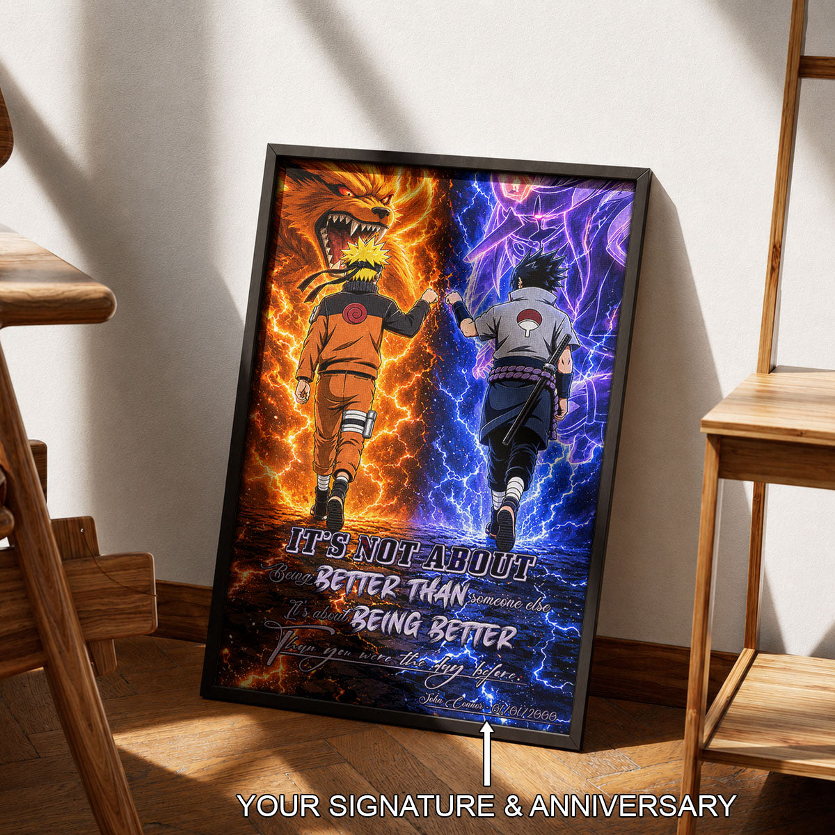 Naruto Canvas Wall Art - NA009 - Naruto Uzumaki - Sasuke Uchiha - Better Than You Were The Day Before