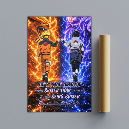 Naruto Canvas Wall Art - NA009 - Naruto Uzumaki - Sasuke Uchiha - Better Than You Were The Day Before