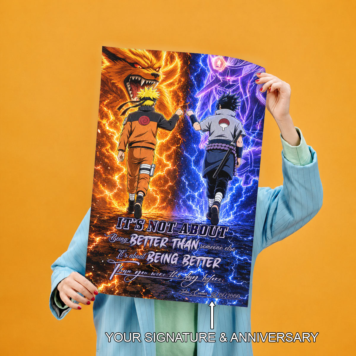 Naruto Canvas Wall Art - NA009 - Naruto Uzumaki - Sasuke Uchiha - Better Than You Were The Day Before