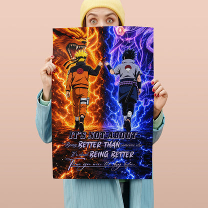 Naruto Canvas Wall Art - NA009 - Naruto Uzumaki - Sasuke Uchiha - Better Than You Were The Day Before