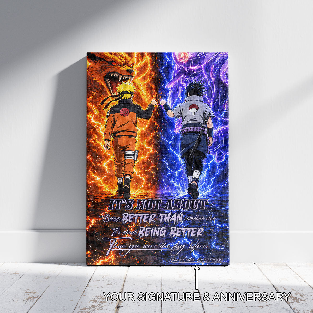 Naruto Canvas Wall Art - NA009 - Naruto Uzumaki - Sasuke Uchiha - Better Than You Were The Day Before