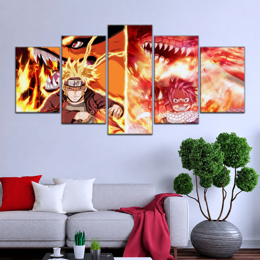 Naruto Canvas Wall Art - NA5025 - Naruto Uzumaki Kurama - Natsu Dragneel Igneel