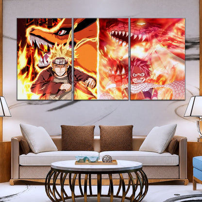 Naruto Canvas Wall Art - NA5025 - Naruto Uzumaki Kurama - Natsu Dragneel Igneel