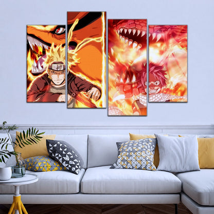 Naruto Canvas Wall Art - NA5025 - Naruto Uzumaki Kurama - Natsu Dragneel Igneel