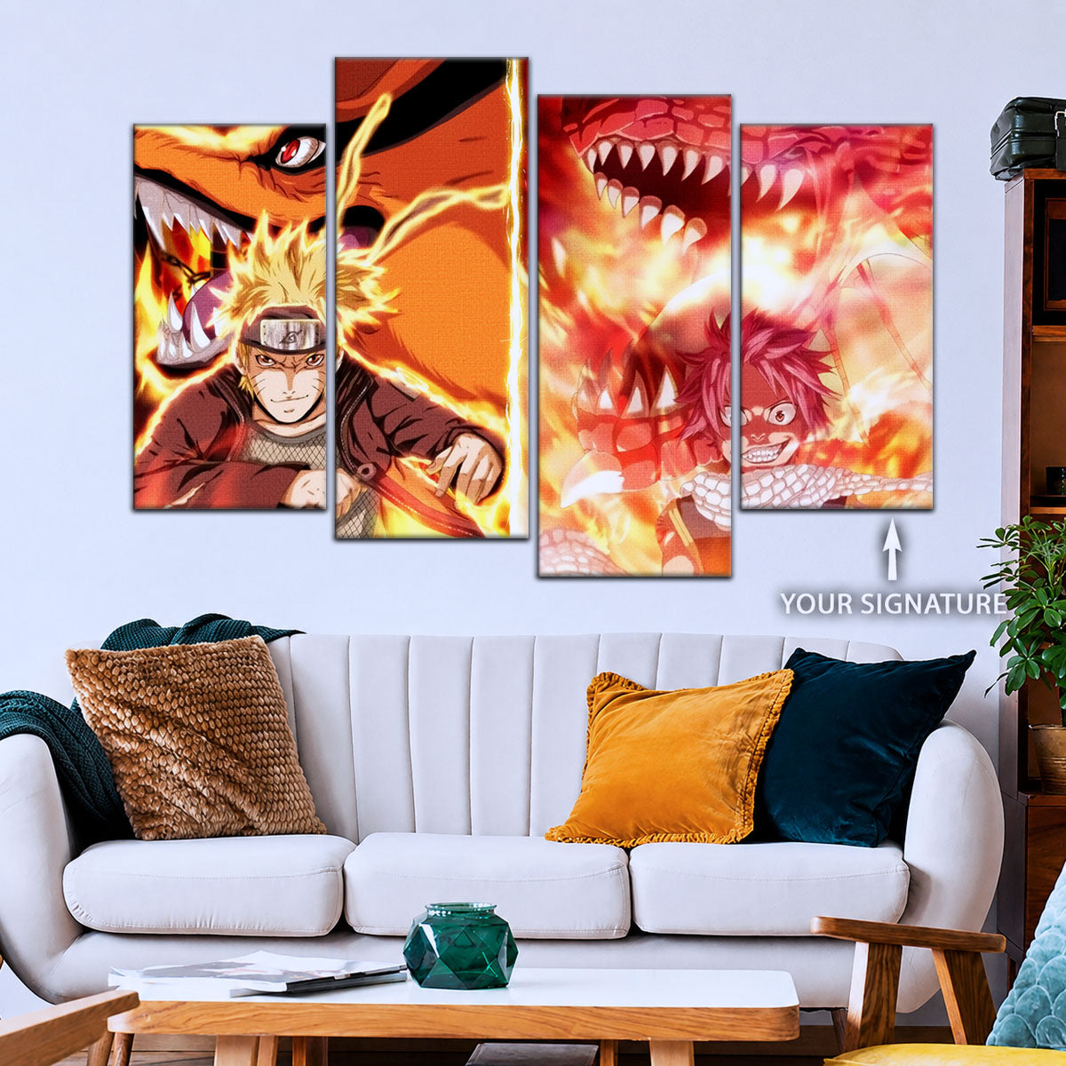 Naruto Canvas Wall Art - NA5025 - Naruto Uzumaki Kurama - Natsu Dragneel Igneel
