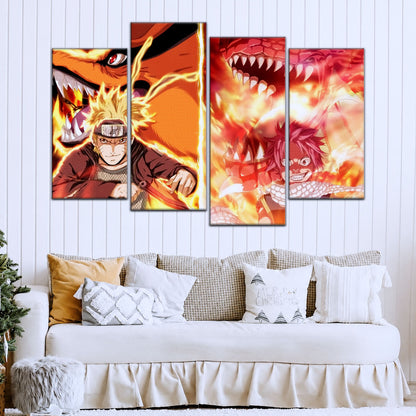 Naruto Canvas Wall Art - NA5025 - Naruto Uzumaki Kurama - Natsu Dragneel Igneel