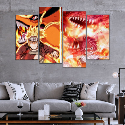 Naruto Canvas Wall Art - NA5025 - Naruto Uzumaki Kurama - Natsu Dragneel Igneel