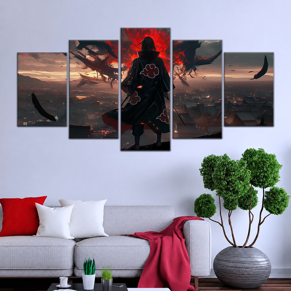 Naruto Canvas Wall Art - NA5063 - Itachi Uchiha Akatsuki Shadow Over Konoha