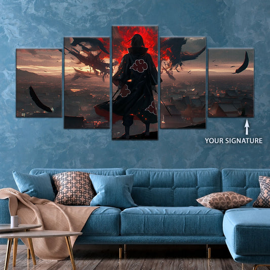 Naruto Canvas Wall Art - NA5063 - Itachi Uchiha Akatsuki Shadow Over Konoha