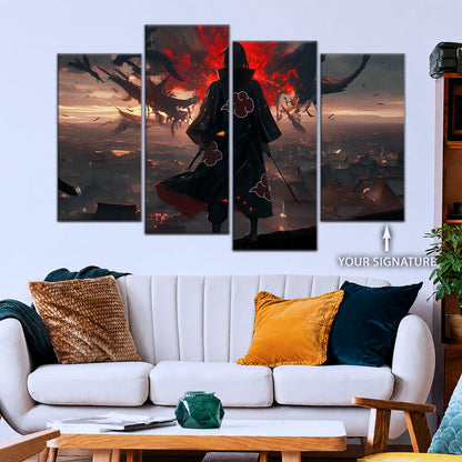 Naruto Canvas Wall Art - NA5063 - Itachi Uchiha Akatsuki Shadow Over Konoha
