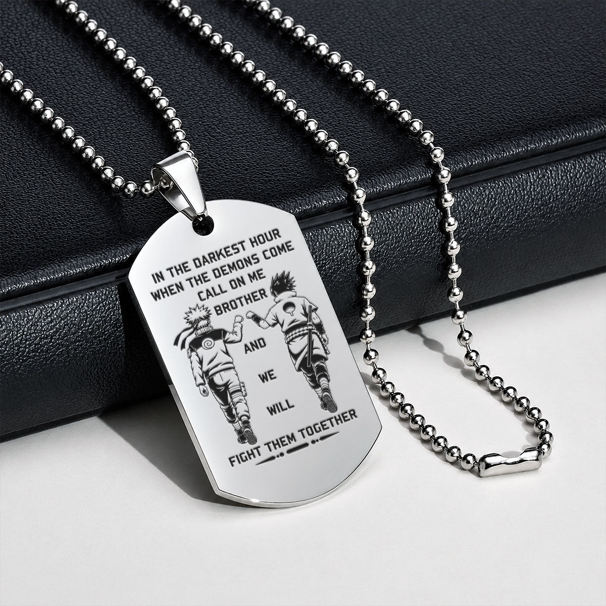 Naruto Engraved Dog Tag Necklace - NAD003 -  Naruto Uzumaki - Sasuke Uchiha - Call On Me Brother