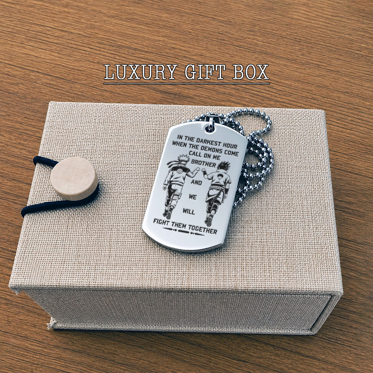 Naruto Engraved Dog Tag Necklace - NAD003 -  Naruto Uzumaki - Sasuke Uchiha - Call On Me Brother