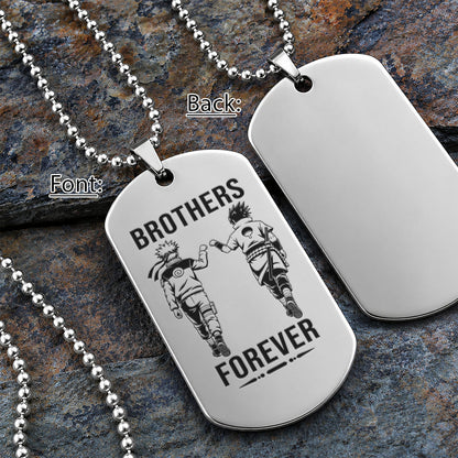Naruto Engraved Dog Tag Necklace - NAD009 - Naruto Uzumaki - Sasuke Uchiha - Brothers Forever
