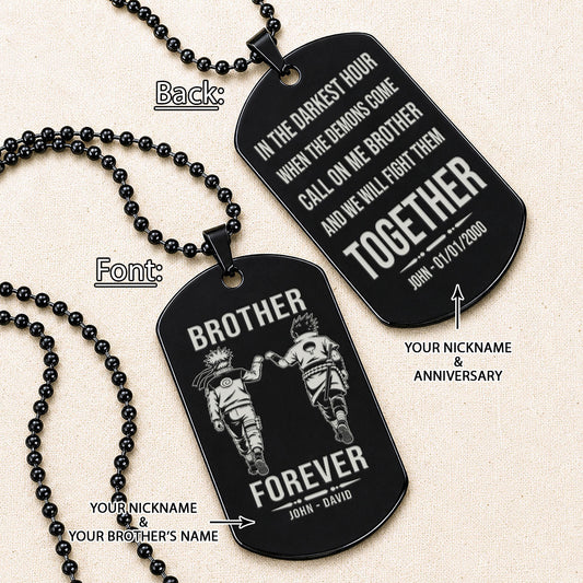 Naruto Engraved Dog Tag Necklace - NAD012 - Naruto Uzumaki - Sasuke Uchiha - Brother Forever