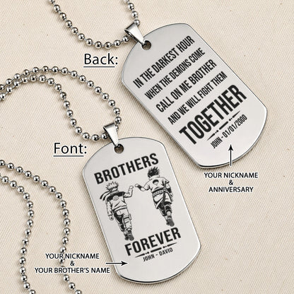 Naruto Engraved Dog Tag Necklace - NAD015 - Naruto Uzumaki - Sasuke Uchiha - Brothers Forever