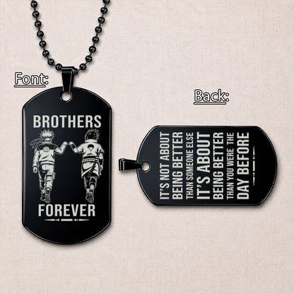 Naruto Engraved Dog Tag Necklace - NAD018 - Naruto Uzumaki - Sasuke Uchiha - Brothers Forever