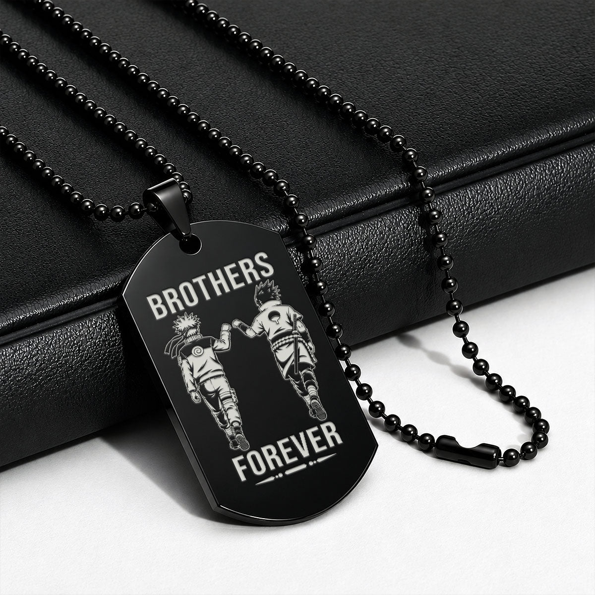 Naruto Engraved Dog Tag Necklace - NAD018 - Naruto Uzumaki - Sasuke Uchiha - Brothers Forever