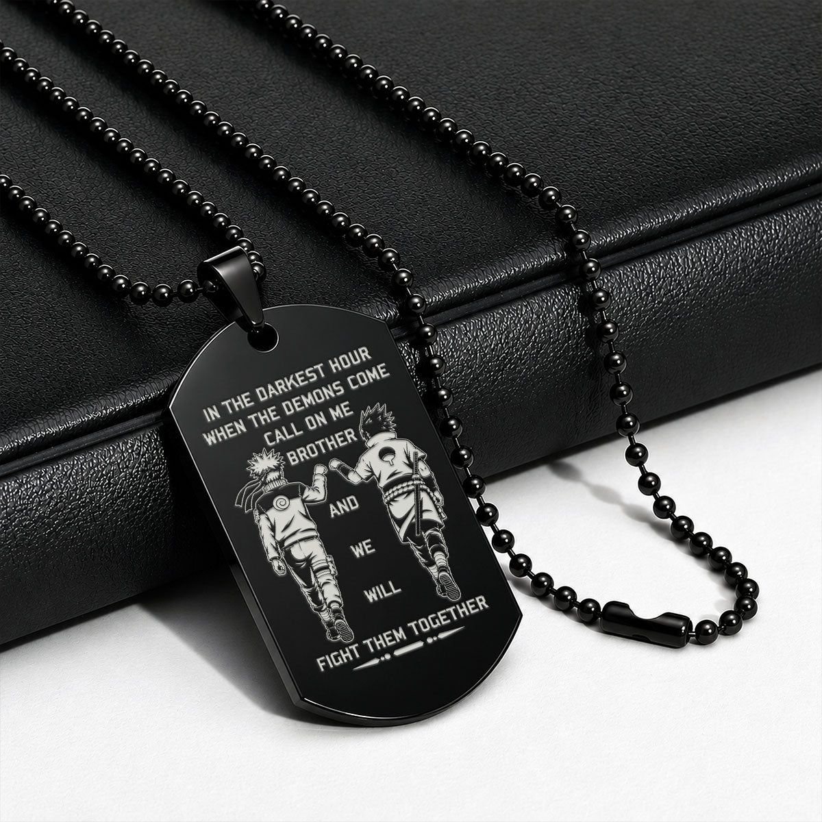 Naruto Engraved Dog Tag Necklace - NAD020 - Naruto Uzumaki - Sasuke Uchiha - Call On Me Brother