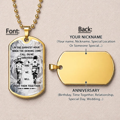 Naruto Dog Tag Necklace - NADL001 - Naruto Uzumaki - Sasuke Uchiha - Call On Me Brother - Military Ball Chain