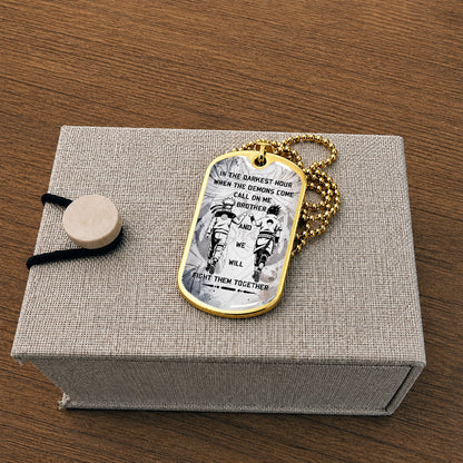 Naruto Dog Tag Necklace - NADL001 - Naruto Uzumaki - Sasuke Uchiha - Call On Me Brother - Military Ball Chain