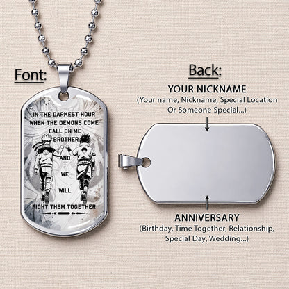 Naruto Dog Tag Necklace - NADL001 - Naruto Uzumaki - Sasuke Uchiha - Call On Me Brother - Military Ball Chain