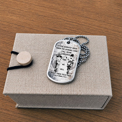 Naruto Dog Tag Necklace - NADL001 - Naruto Uzumaki - Sasuke Uchiha - Call On Me Brother - Military Ball Chain