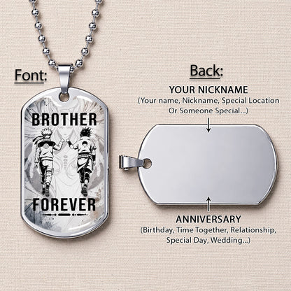 Naruto Dog Tag Necklace - NADL003 - Naruto Uzumaki - Sasuke Uchiha - Brother Forever - Military Ball Chain