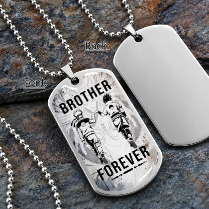 Naruto Dog Tag Necklace - NADL003 - Naruto Uzumaki - Sasuke Uchiha - Brother Forever - Military Ball Chain