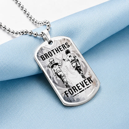 Naruto Dog Tag Necklace - NADL004 - Naruto Uzumaki - Sasuke Uchiha - Brothers Forever - Military Ball Chain
