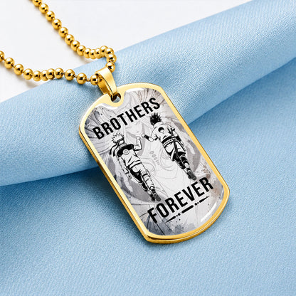 Naruto Dog Tag Necklace - NADL004 - Naruto Uzumaki - Sasuke Uchiha - Brothers Forever - Military Ball Chain