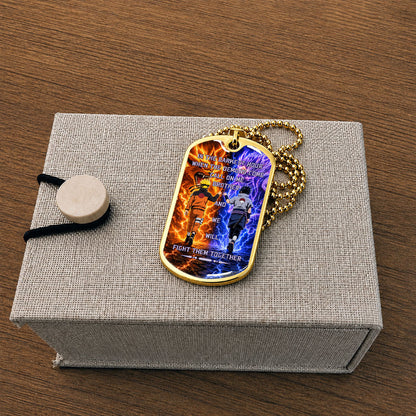 Naruto Dog Tag Necklace - NADL005 - Naruto Uzumaki - Sasuke Uchiha - Call On Me Brother - Military Ball Chain