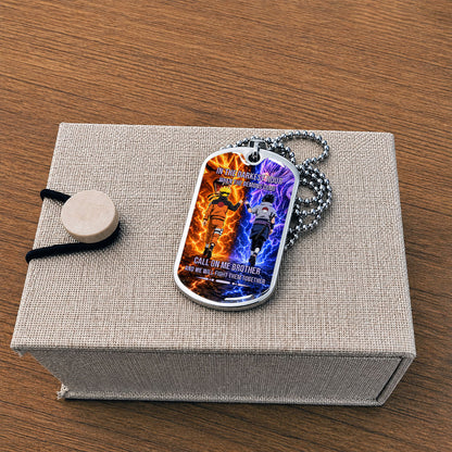 Naruto Dog Tag Necklace - NADL006 - Naruto Uzumaki - Sasuke Uchiha - Call On Me Brother - Military Ball Chain