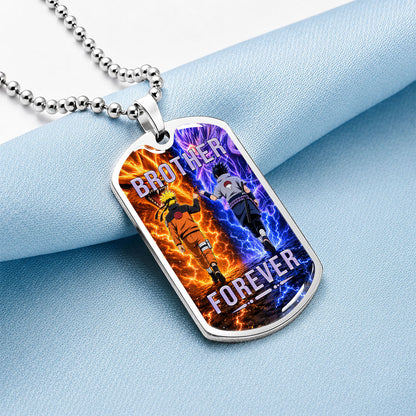 Naruto Dog Tag Necklace - NADL007 - Naruto Uzumaki - Sasuke Uchiha - Brother Forever - Military Ball Chain