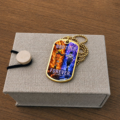 Naruto Dog Tag Necklace - NADL007 - Naruto Uzumaki - Sasuke Uchiha - Brother Forever - Military Ball Chain