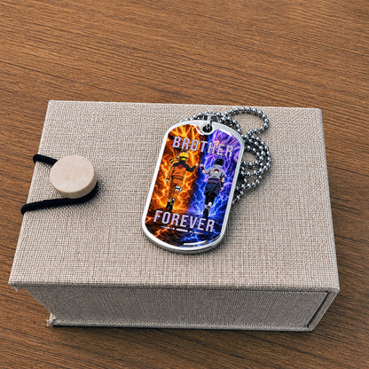 Naruto Dog Tag Necklace - NADL007 - Naruto Uzumaki - Sasuke Uchiha - Brother Forever - Military Ball Chain