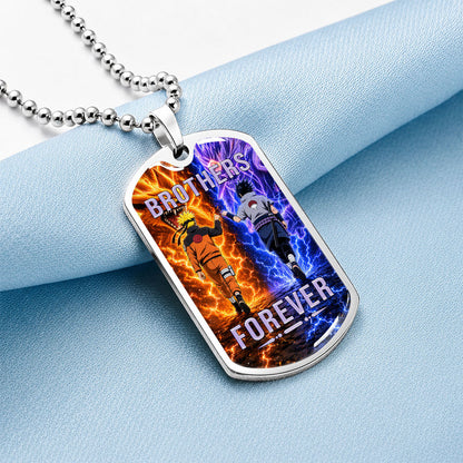 Naruto Dog Tag Necklace - NADL008 - Naruto Uzumaki - Sasuke Uchiha - Brothers Forever - Military Ball Chain