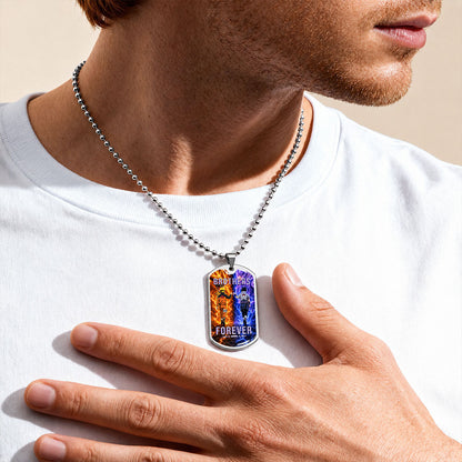 Naruto Dog Tag Necklace - NADL008 - Naruto Uzumaki - Sasuke Uchiha - Brothers Forever - Military Ball Chain