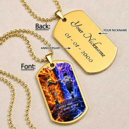 Naruto Dog Tag Necklace - NADL009 - Naruto Uzumaki - Sasuke Uchiha - Better Than You Were The Day Before