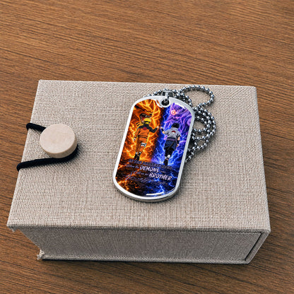 Naruto Dog Tag Necklace - NADL010 - Naruto Uzumaki - Sasuke Uchiha - Call On Me Brother - Military Ball Chain
