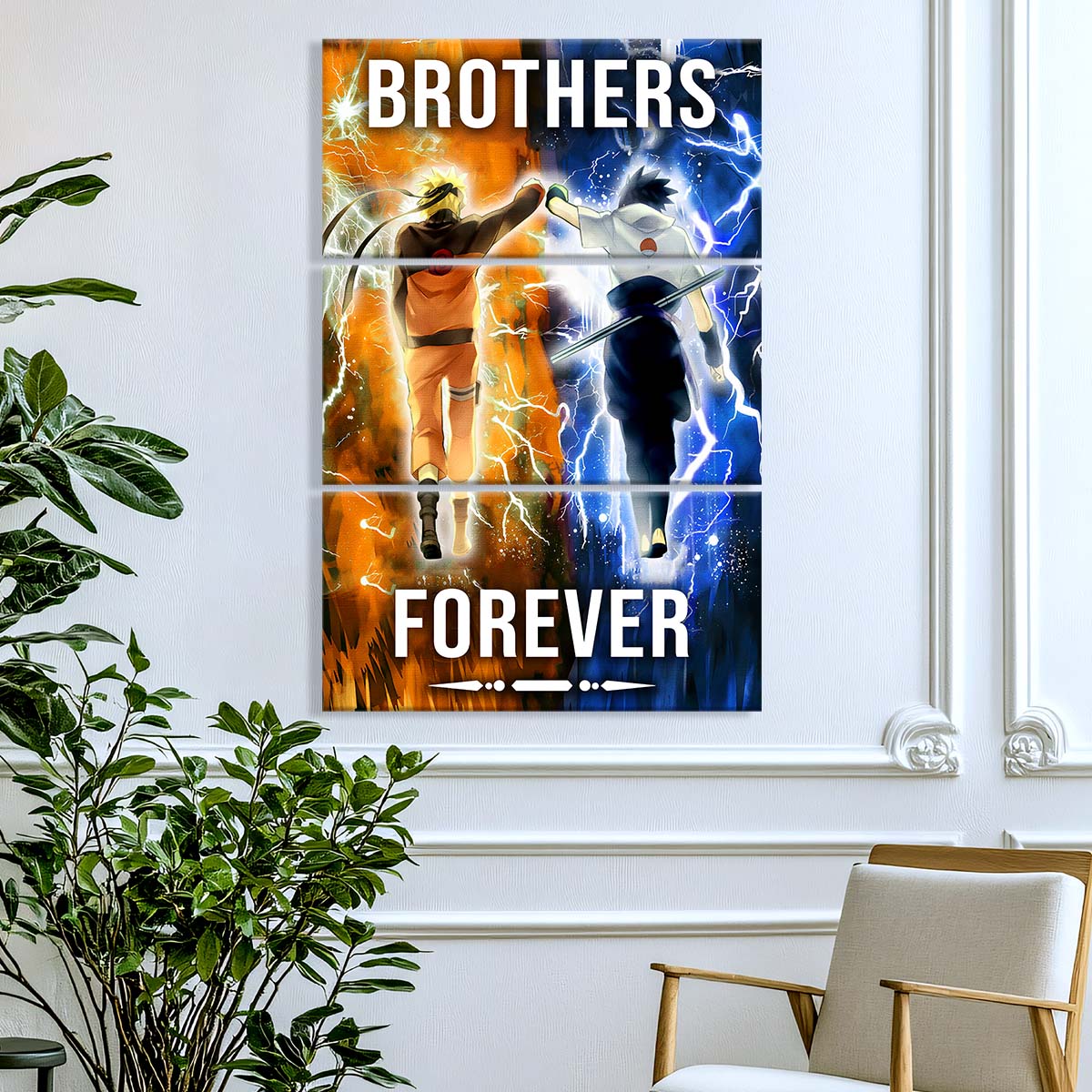 Naruto - 3 Piece Wall Art - NA003 - Brothers Forever - Uzumaki Naruto  - Uchiha Sasuke - Naruto Canvas