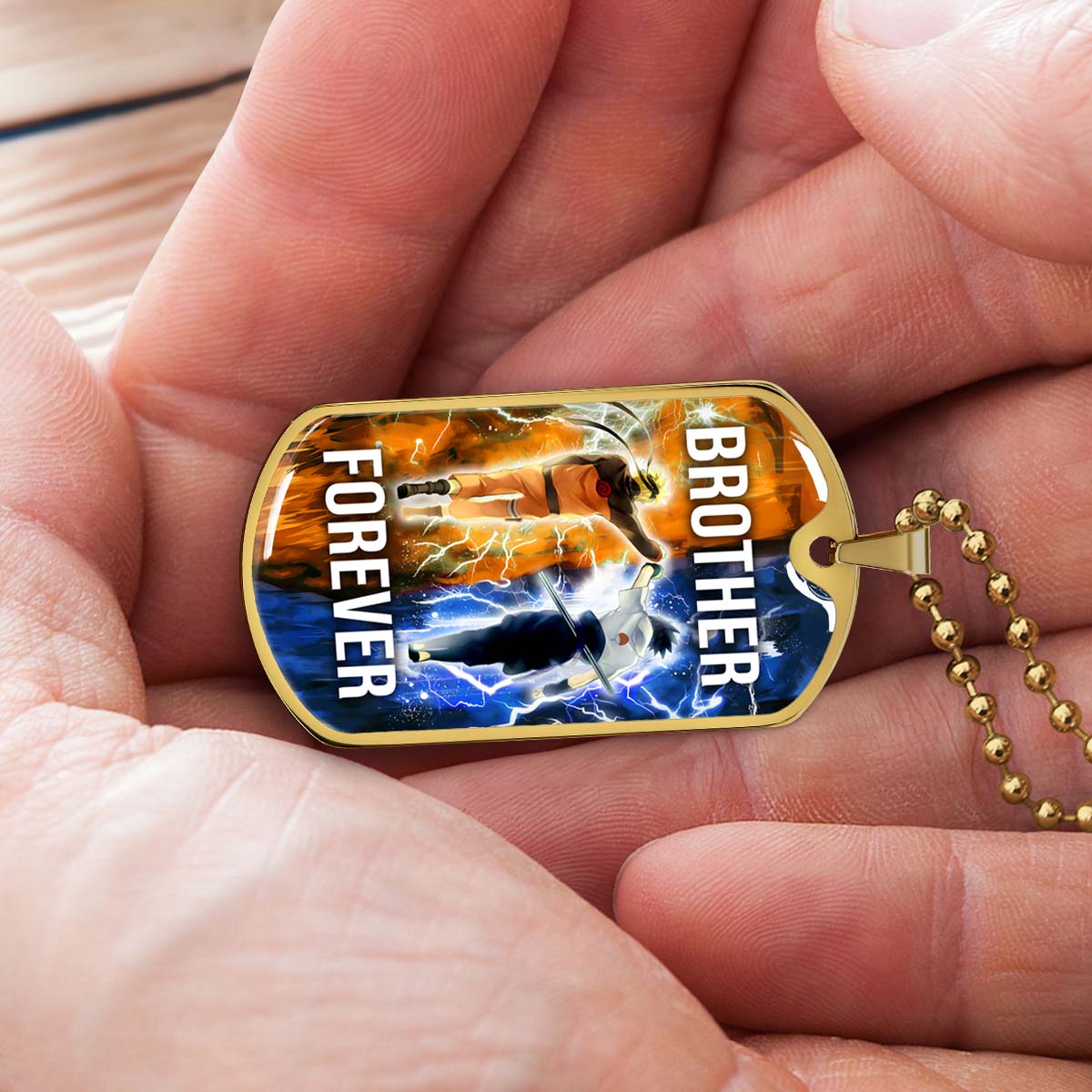 Naruto - NADL001 - Brother Forever - Uzumaki Naruto  - Uchiha Sasuke - Naruto Dog Tag - Military Ball Chain - Luxury Dog Tag