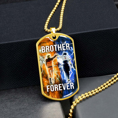 Naruto - NADL001 - Brother Forever - Uzumaki Naruto  - Uchiha Sasuke - Naruto Dog Tag - Military Ball Chain - Luxury Dog Tag