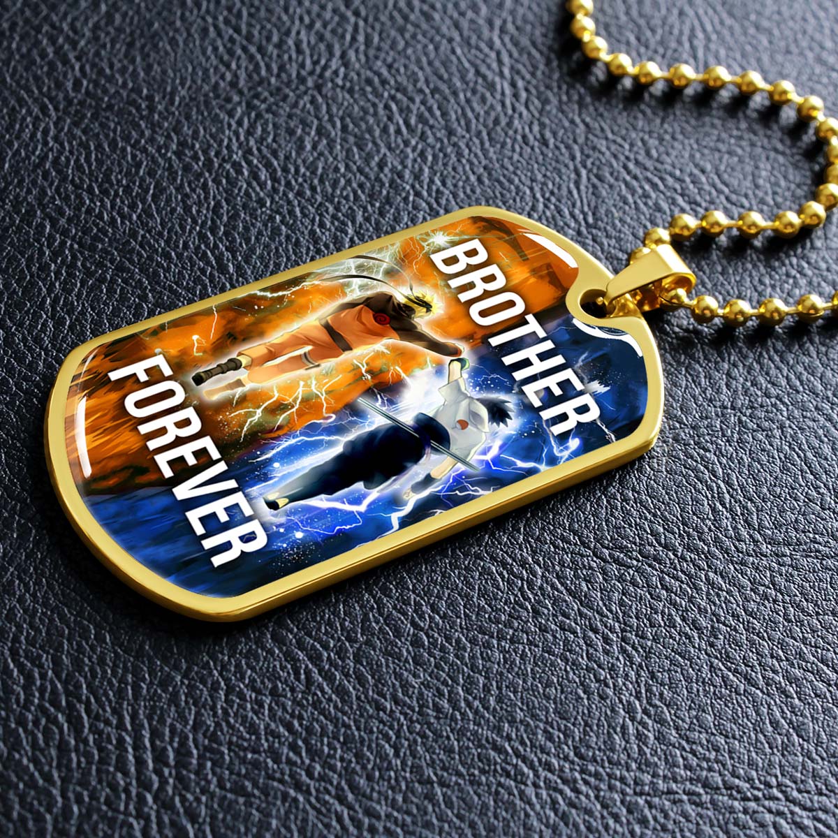 Naruto - NADL001 - Brother Forever - Uzumaki Naruto  - Uchiha Sasuke - Naruto Dog Tag - Military Ball Chain - Luxury Dog Tag